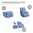Pemberly Row Cotton Sofa Massage Recliner with 5 Adjustable Backrest in Blue