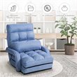 Pemberly Row Cotton Sofa Massage Recliner with 5 Adjustable Backrest in Blue