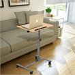 Pemberly Row Steel and Plastic Adjustable Laptop Notebook Desk Cart in Walnut