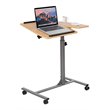 Pemberly Row Steel and Plastic Adjustable Laptop Notebook Desk Cart in Walnut