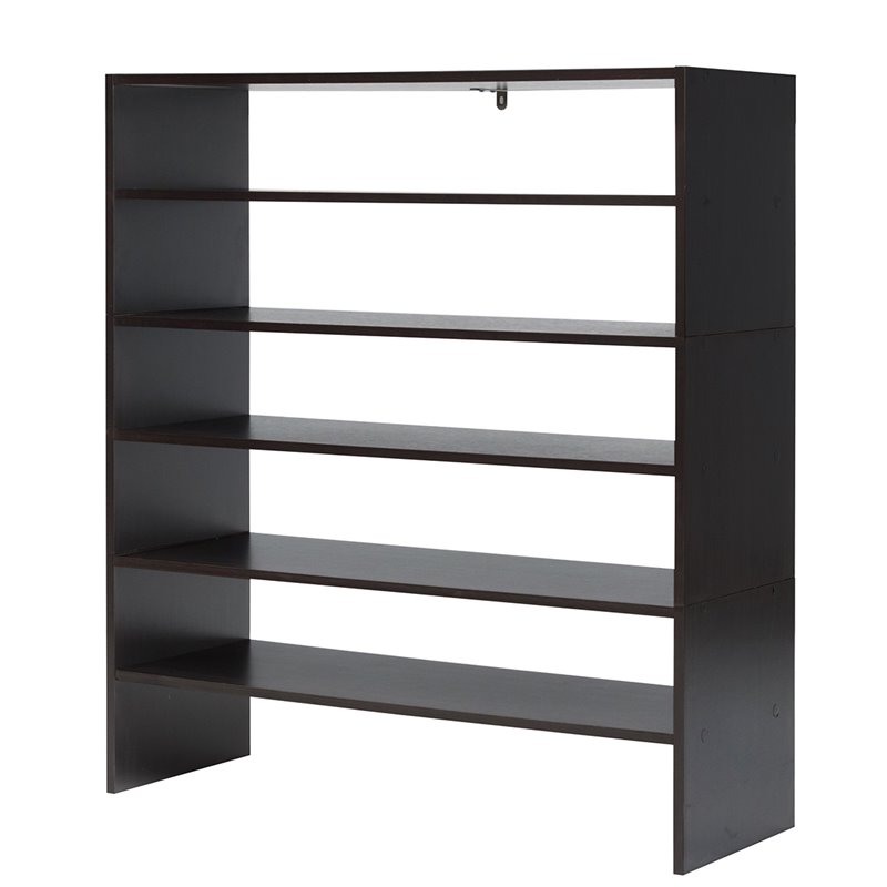 Pemberly Row 3-piece MDF Stackable Shoe Rack with 2-tier Storage Shelf in Brown