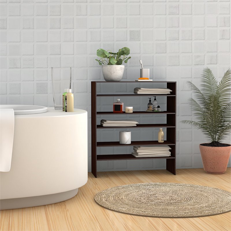 Pemberly Row 3-piece MDF Stackable Shoe Rack with 2-tier Storage Shelf in Brown