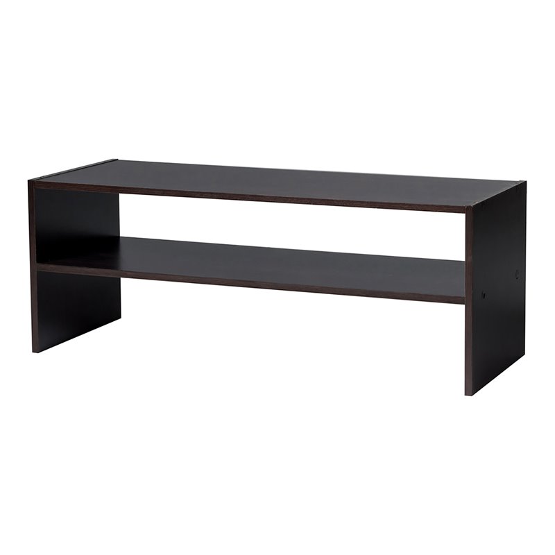 Pemberly Row 3-piece MDF Stackable Shoe Rack with 2-tier Storage Shelf in Brown