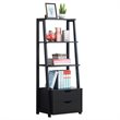 Pemberly Row 4-Tier Contemporary MDF Ladder Bookcase with 2 Drawers in Black