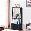Pemberly Row 4-Tier Contemporary MDF Ladder Bookcase with 2 Drawers in Black