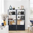 Pemberly Row 4-Tier Contemporary MDF Ladder Bookcase with 2 Drawers in Black