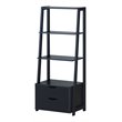 Pemberly Row 4-Tier Contemporary MDF Ladder Bookcase with 2 Drawers in Black
