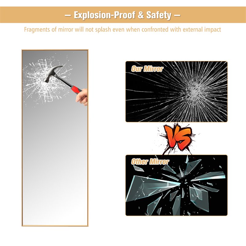 Pemberly Row Full Body Aluminum Frame Leaning Hanging Dressing Mirror - Gold