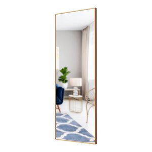 Pemberly Row Full Body Aluminum Frame Leaning Hanging Dressing Mirror - Gold