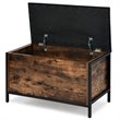 Pemberly Row Entryway Storage Bench/Padded Seat Flip Top Ottoman - Brown/Black