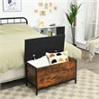 Pemberly Row Entryway Storage Bench/Padded Seat Flip Top Ottoman - Brown/Black