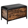 Pemberly Row Entryway Storage Bench/Padded Seat Flip Top Ottoman - Brown/Black