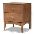 Pemberly Row Modern Ash Walnut Finished Wood 2-Drawer Nightstand
