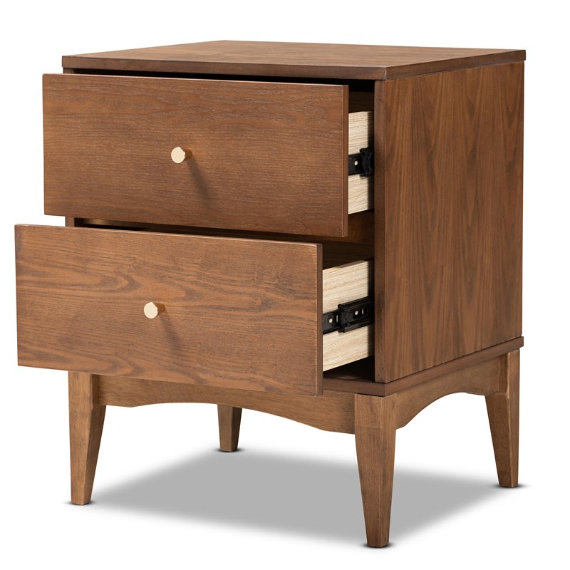 Pemberly Row Modern Ash Walnut Finished Wood 2-Drawer Nightstand