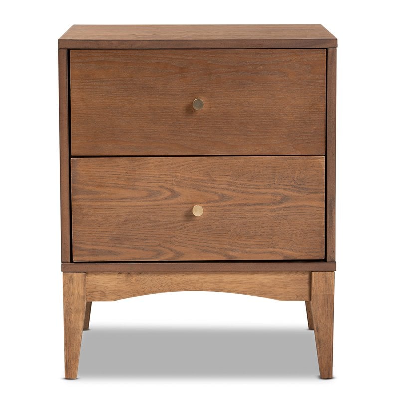 Pemberly Row Modern Ash Walnut Finished Wood 2-Drawer Nightstand