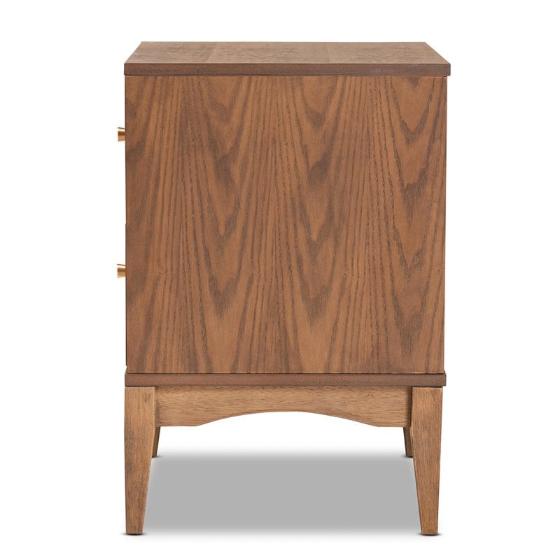 Pemberly Row Modern Ash Walnut Finished Wood 2-Drawer Nightstand