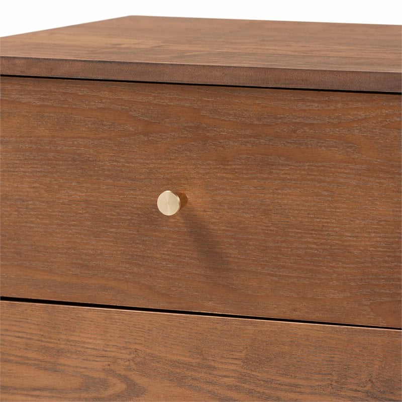 Pemberly Row Modern Ash Walnut Finished Wood 2-Drawer Nightstand