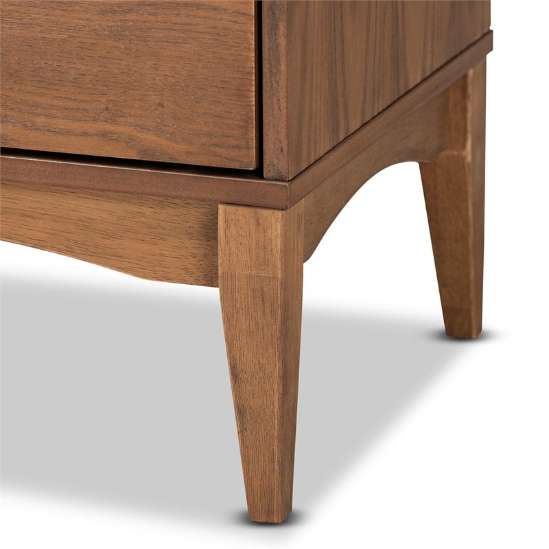Pemberly Row Modern Ash Walnut Finished Wood 2-Drawer Nightstand