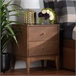 Pemberly Row Modern Ash Walnut Finished Wood 2-Drawer Nightstand