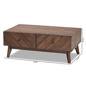 Pemberly Row Contemporary Walnut Brown Finished Wood Coffee Table