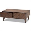 Pemberly Row Contemporary Walnut Brown Finished Wood Coffee Table