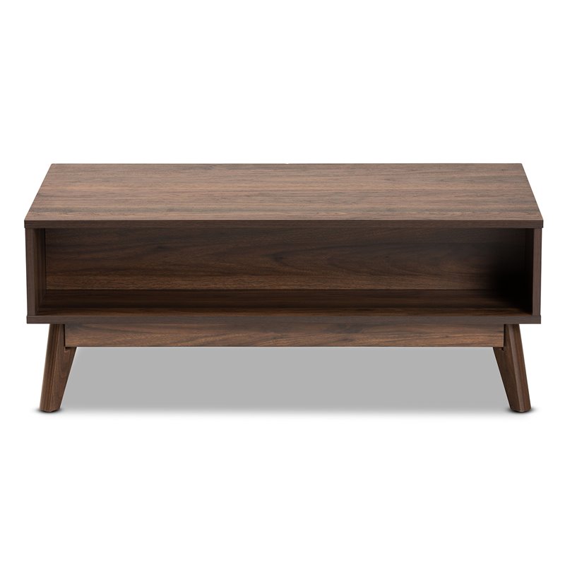Pemberly Row Contemporary Walnut Brown Finished Wood Coffee Table