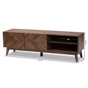 Pemberly Row Contemporary Walnut Brown Finished Wood TV Stand