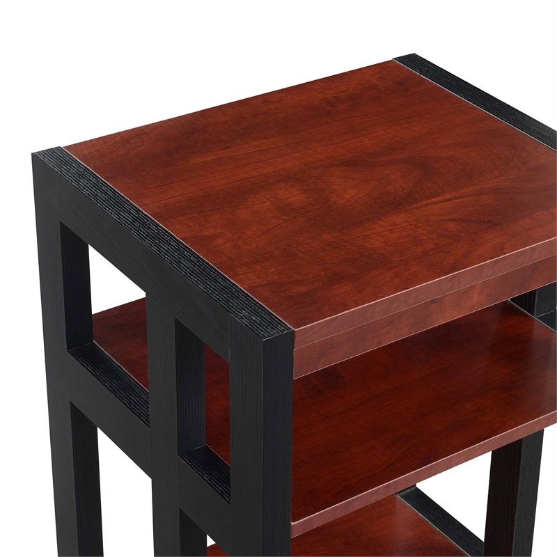 Pemberly Row End Table with Shelves in Warm Cherry Wood Finish