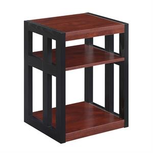 Pemberly Row End Table with Shelves in Warm Cherry Wood Finish