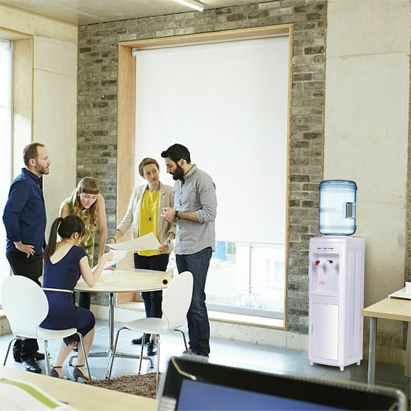 Pemberly Row Electric Water Dispenser 5 Gallon Bottle Load in White Plastic