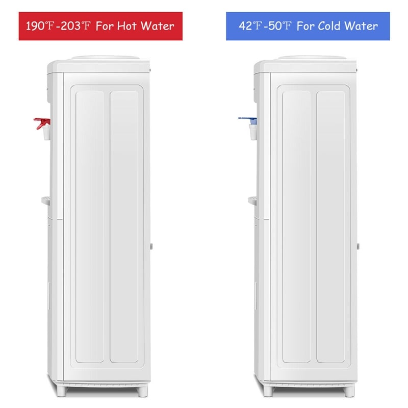 Pemberly Row Electric Water Dispenser 5 Gallon Bottle Load in White Plastic