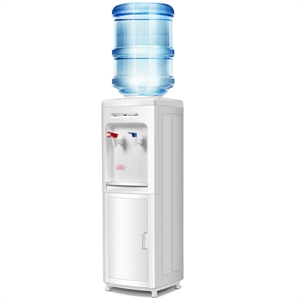 Pemberly Row Electric Water Dispenser 5 Gallon Bottle Load in White Plastic