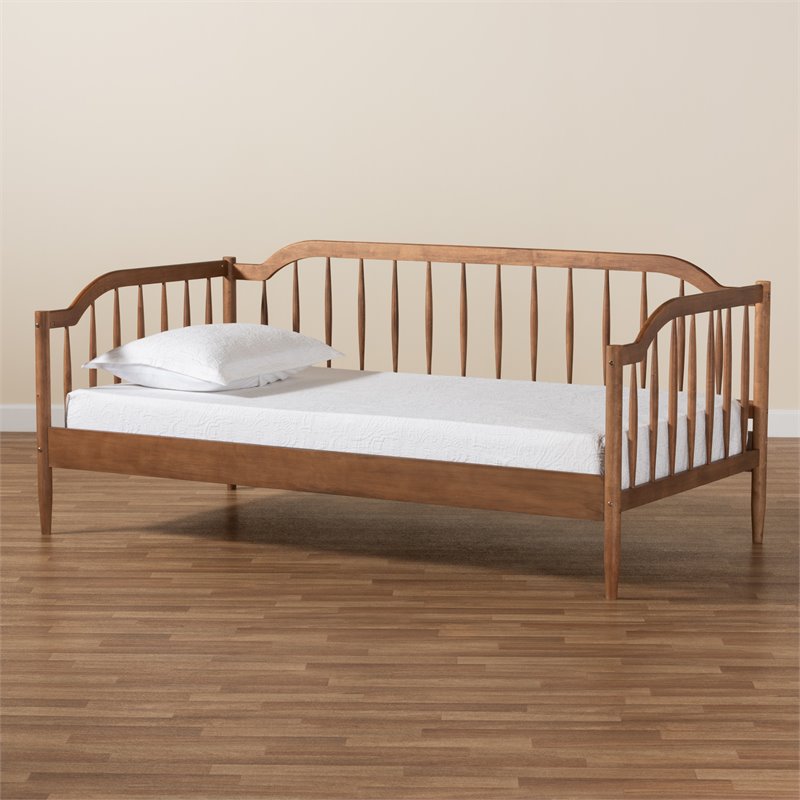 Pemberly Row Classic Walnut Brown Finished Wood Twin Size Daybed