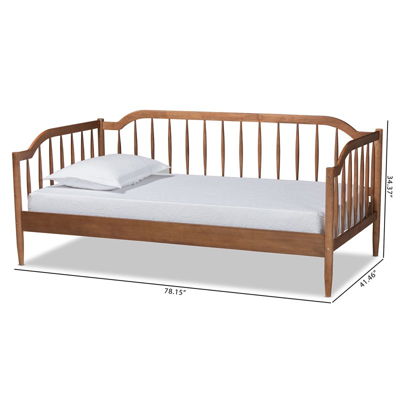 Pemberly Row Classic Walnut Brown Finished Wood Twin Size Daybed