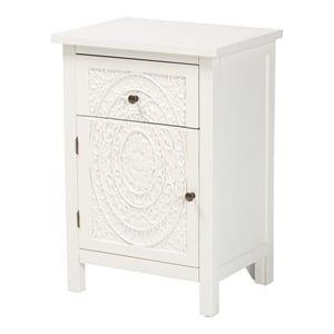 Pemberly Row Contemporary White Finished Wood 1-Drawer End Table