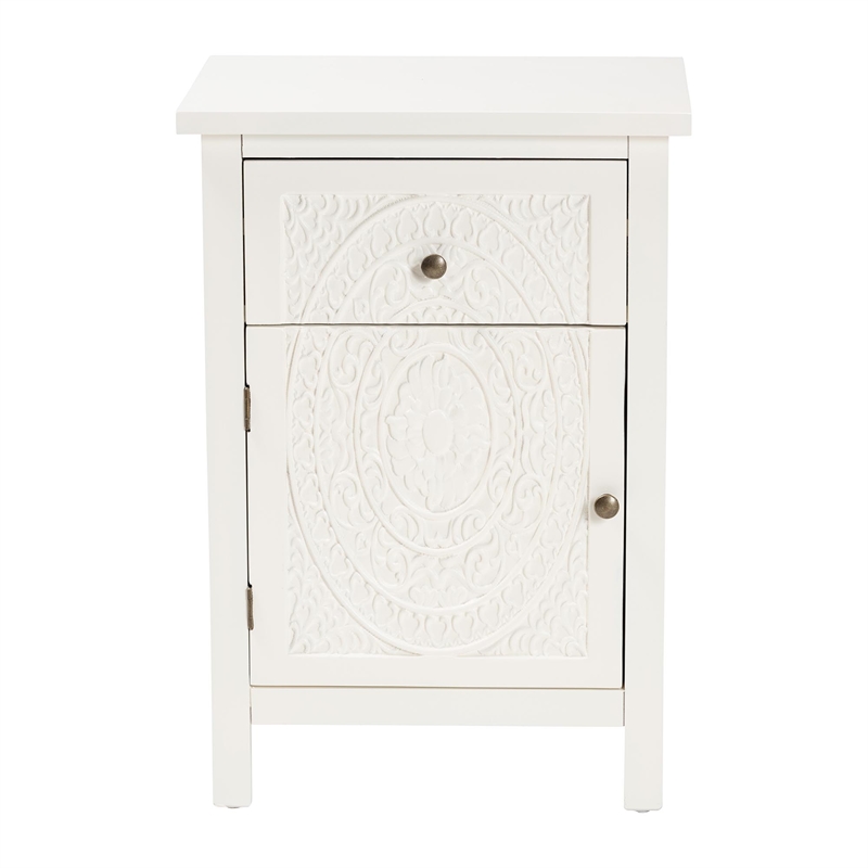 Pemberly Row Contemporary White Finished Wood 1-Drawer End Table