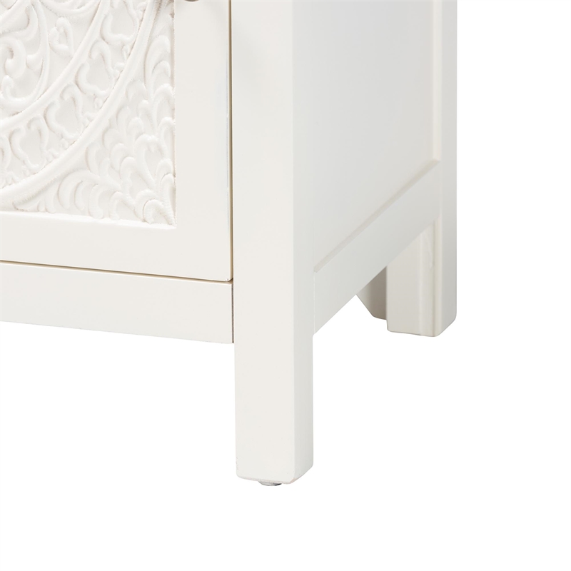 Pemberly Row Contemporary White Finished Wood 1-Drawer End Table