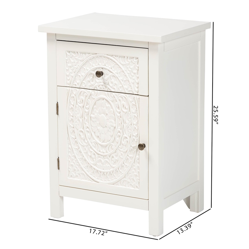 Pemberly Row Contemporary White Finished Wood 1-Drawer End Table