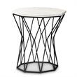 Pemberly Row Modern Black Metal End Table with Marble Tabletop