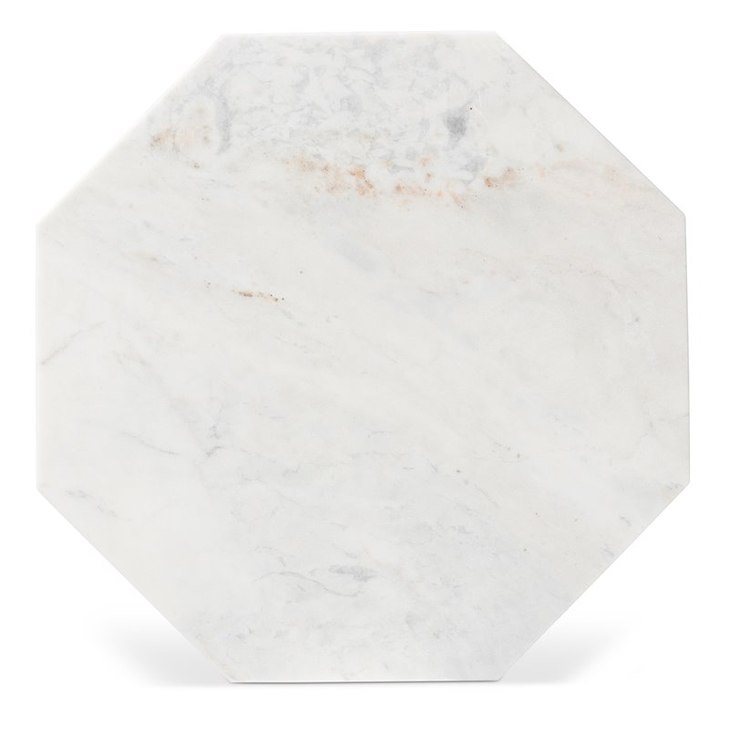 Pemberly Row Modern Black Metal End Table with Marble Tabletop