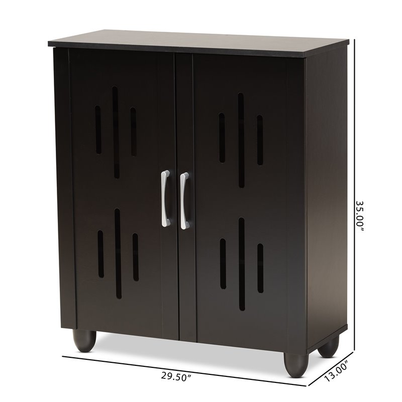 Pemberly Row Espresso Brown Finished Wood 2-Door Shoe Storage Cabinet