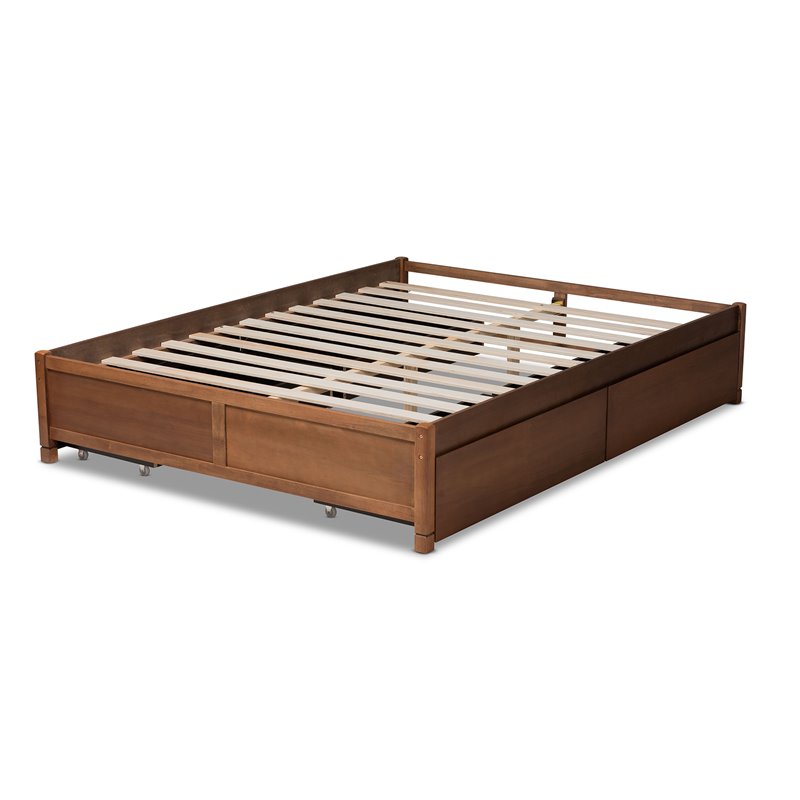 Pemberly Row Brown Finished Wood King Size 4-Drawer Platform Storage Bed