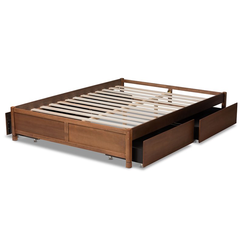 Pemberly Row Brown Finished Wood King Size 4-Drawer Platform Storage Bed