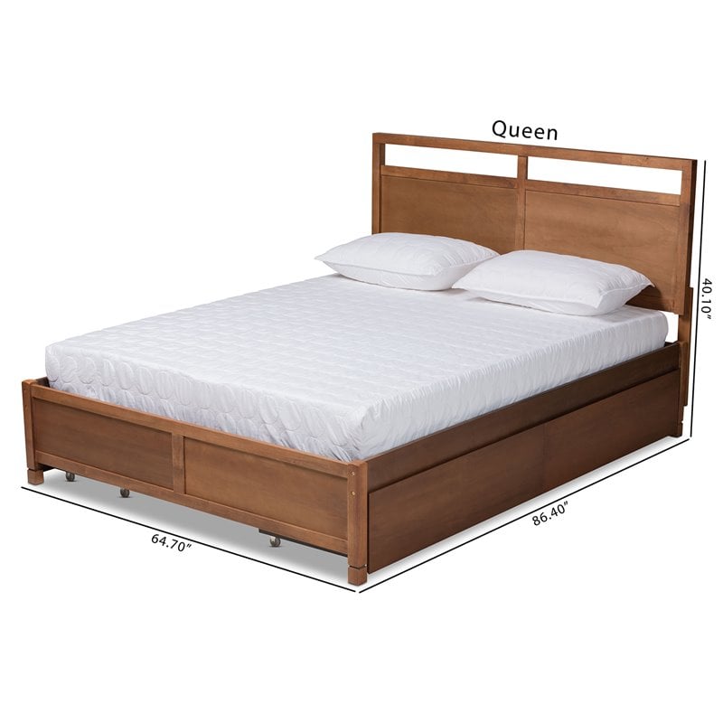 Pemberly Row Brown Finished Wood King Size 4-Drawer Platform Bed