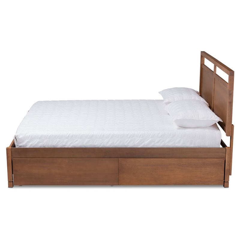 Pemberly Row Brown Finished Wood King Size 4-Drawer Platform Bed