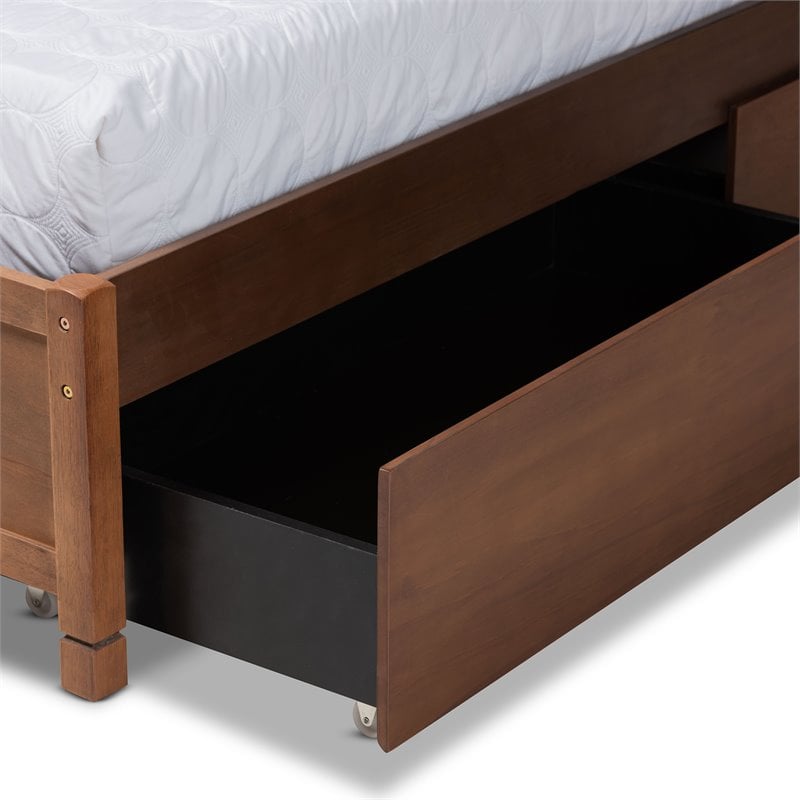 Pemberly Row Brown Finished Wood King Size 4-Drawer Platform Bed