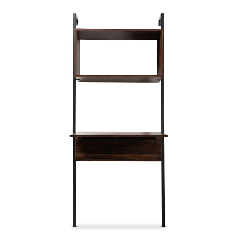 Pemberly Row Modern Brown Finished Wood Display Shelf with Desk