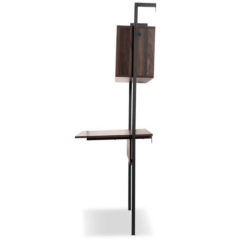 Pemberly Row Modern Brown Finished Wood Display Shelf with Desk