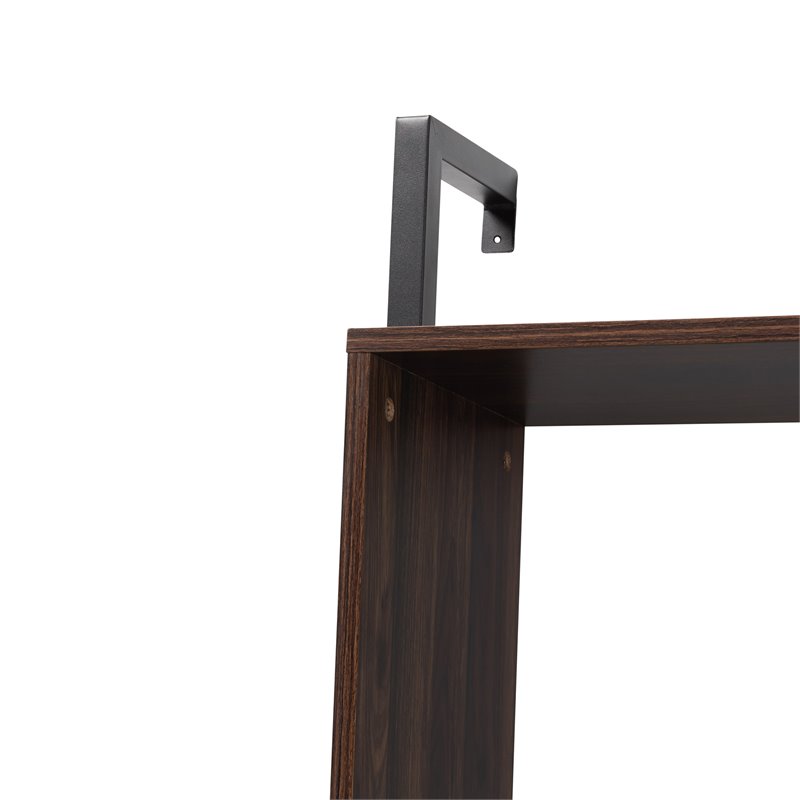Pemberly Row Modern Brown Finished Wood Display Shelf with Desk