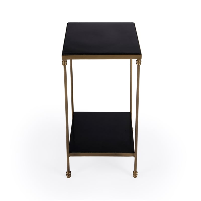 Pemberly Row Modern / Contemporary Iron And Black Granite Side Table